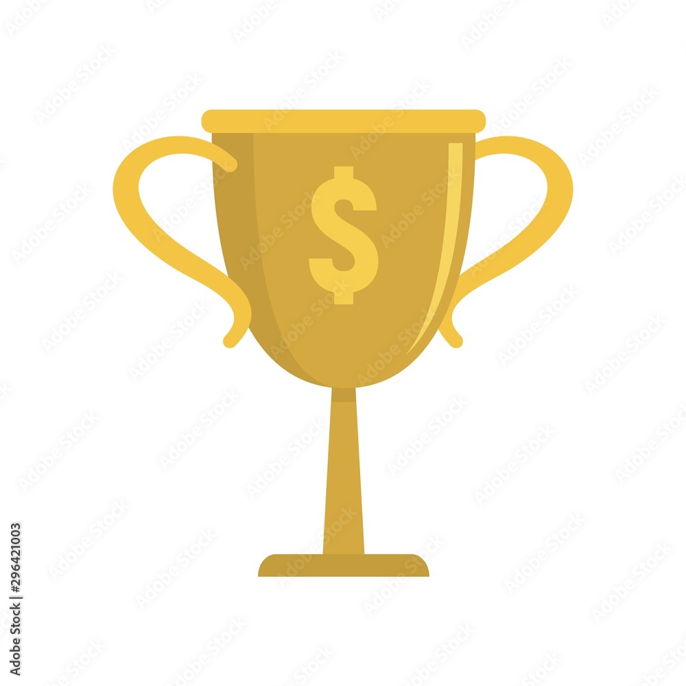 Gold money cup icon. Flat illustration of gold money cup vector icon for web design Gold money cup icon. Flat illustration of gold money cup vector icon for web design