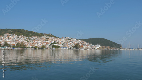 Panorama Greece island harbor of Skopelos