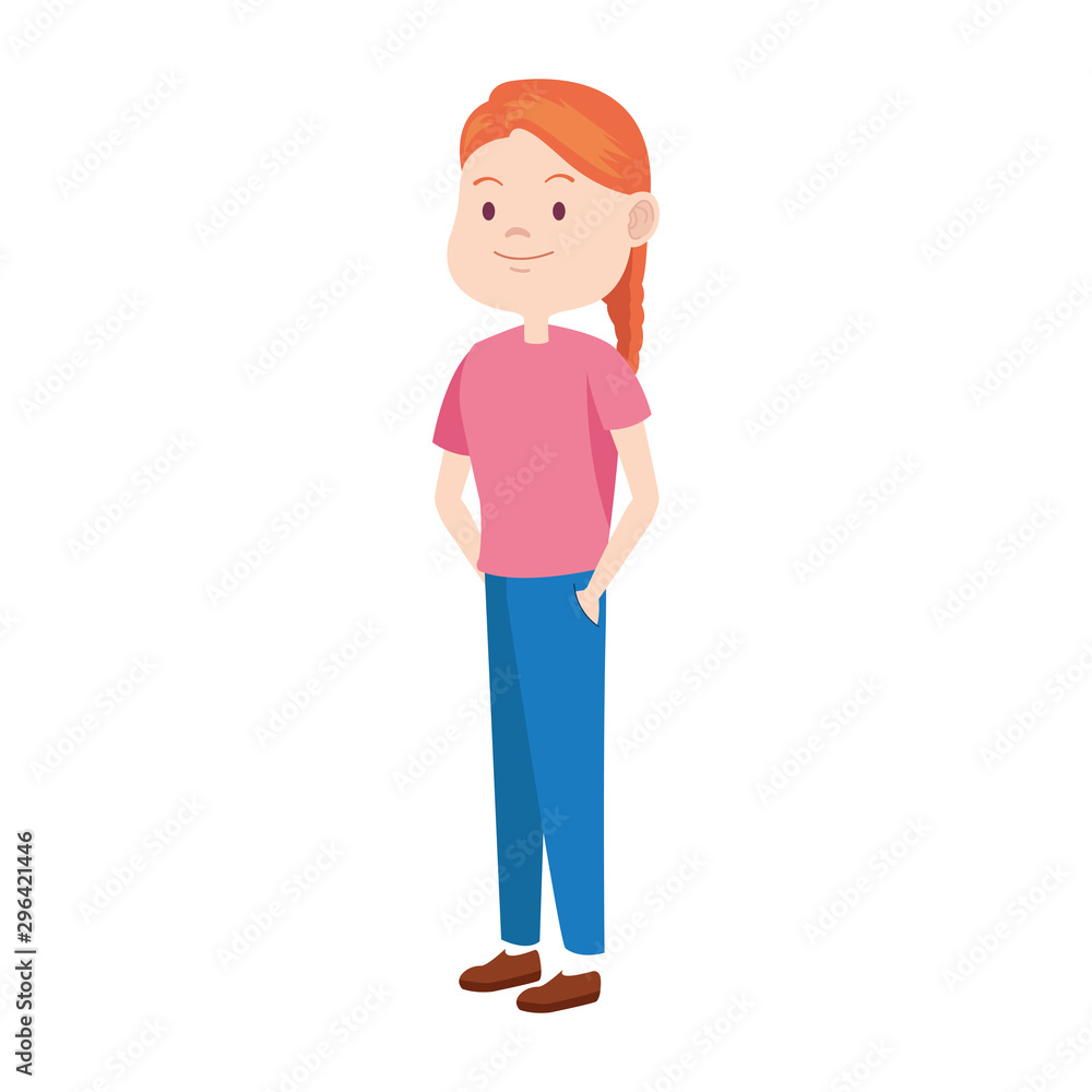 cartoon teen girl standing icon, flat design cartoon teen girl standing icon, flat design