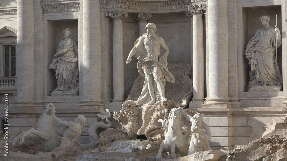 Detail of Trevi Fountain statues, Rome, Italy