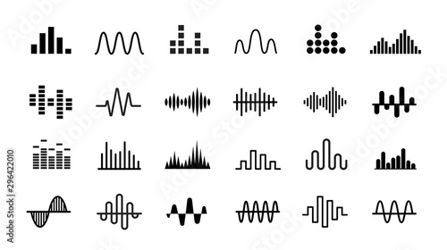 Set of Radio Wave icons. Monochrome simple sound wave on white background. Isolated vector illustration. photo