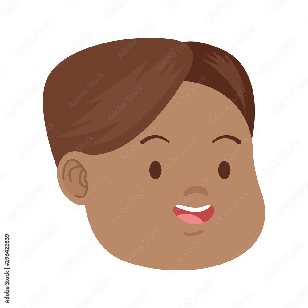 cartoon boy smiling icon, flat design