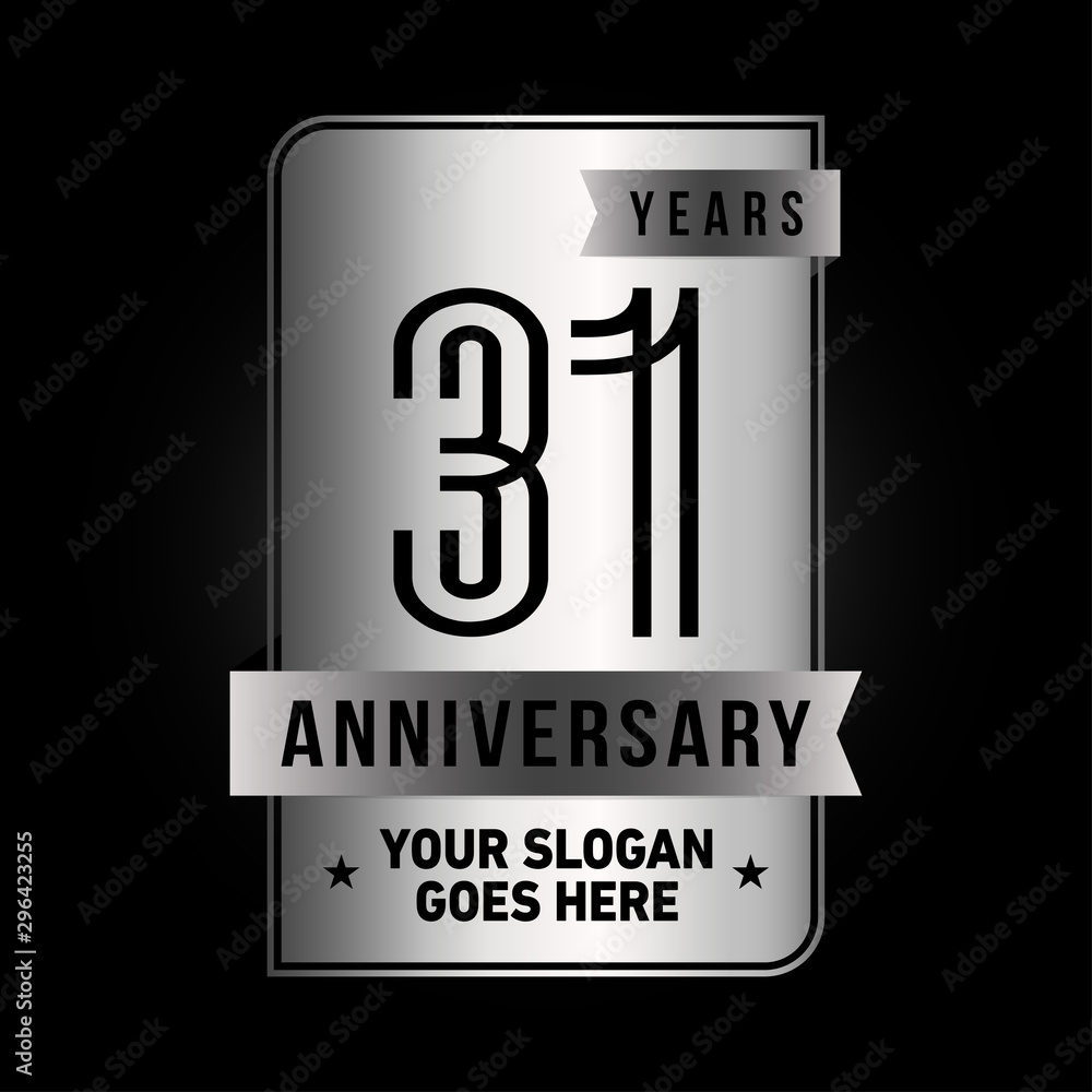31 years anniversary design template. Thirty-one years celebration logo. Vector and illustration. 