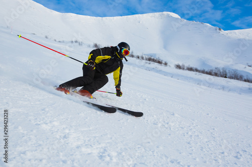 Skier in mountains