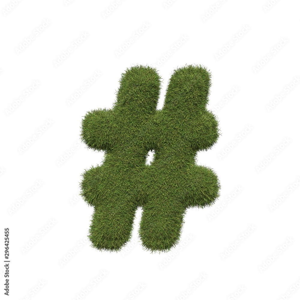 Grass symbol #. Hash sign Isolated in white background Grass symbol #. Hash sign Isolated in white background