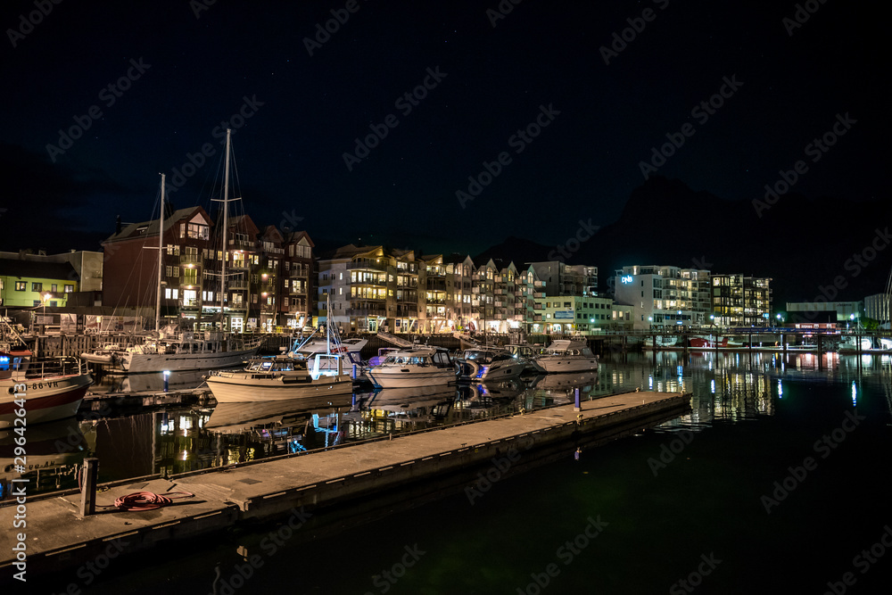 Svolvaer harbour by night, Norway
