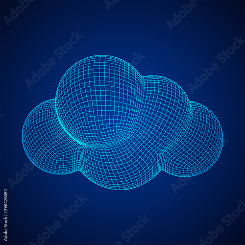 Concept of cloud computing service technology. Wireframe low poly mesh vector illustration