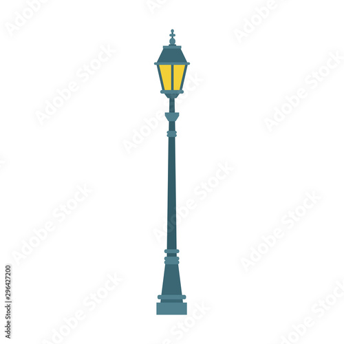 Streetlight vintage lamp icon, colorful flat design