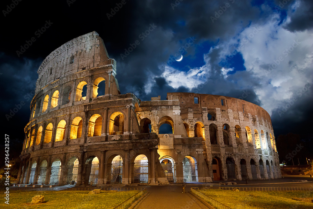 Colosseum with moon