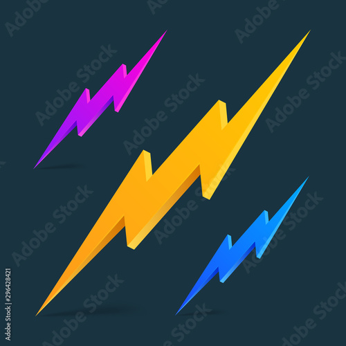 Flash 3D Icon Lightning Theme On a black background for a discounted banner Advertising selling products.
