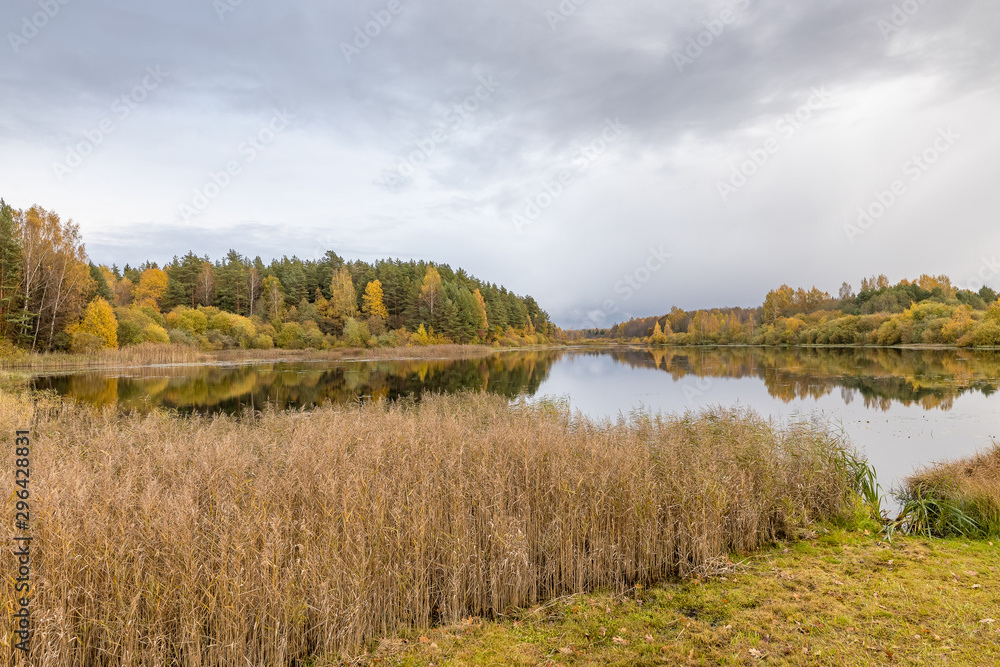 Mill pond in the Bugrovo village. Pushkin Mountains, Russia Mill pond in the Bugrovo village. Pushkin Mountains, Russia