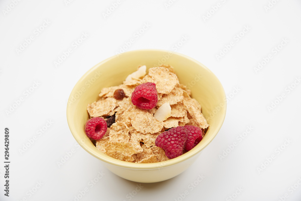 Dry cereal breakfast cereal with berries and nuts in a bowl Dry cereal breakfast cereal with berries and nuts in a bowl