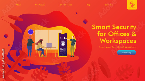 Creative website design template  smart home security  remote wireless house control. Vector flat illustration concepts of web page for desktop and mobile development or poster banner layout