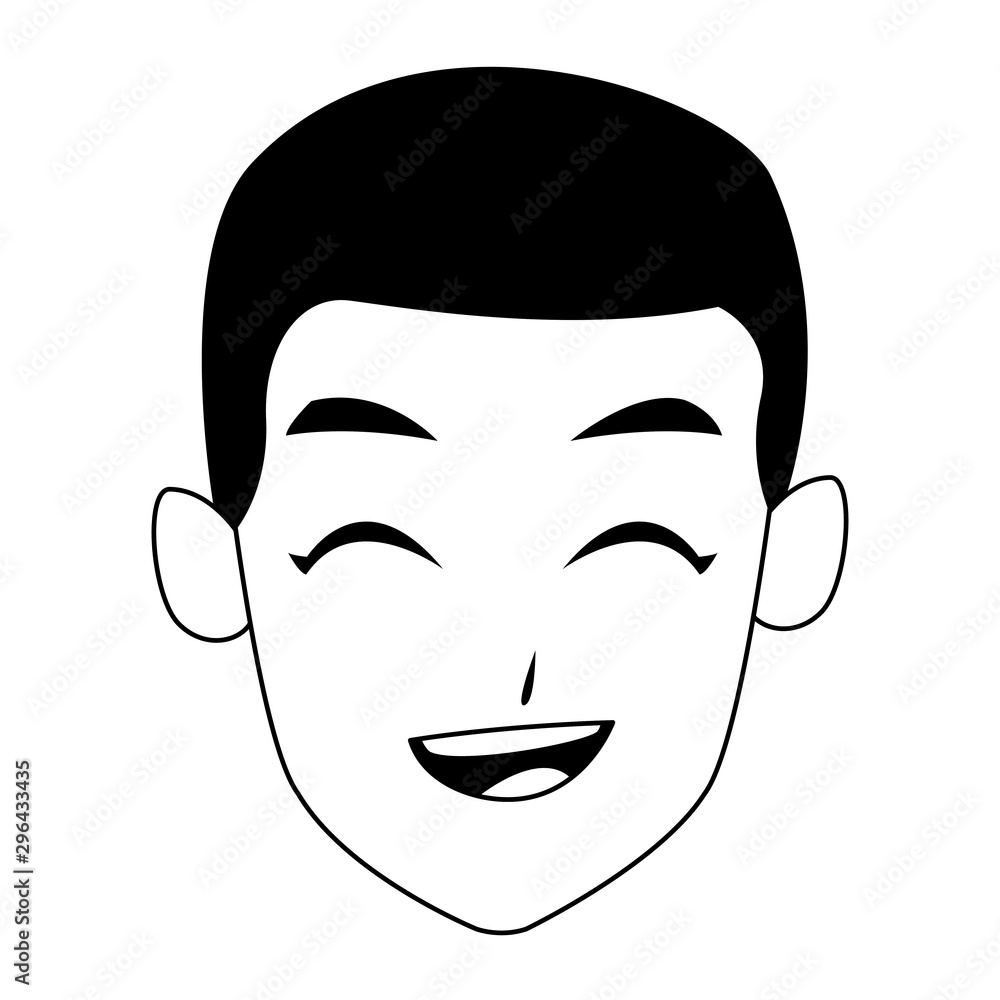 man smiling cartoon icon, flat design