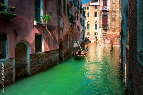 Gondolas on Canal in Venice, Italy