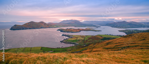 Beautiful view landscape seascape sunrise morning sunlight Valentia Island  Cromwell Point Lighthouse Portmagee Ring ok Kerry Ireland colors amazing splitting lights