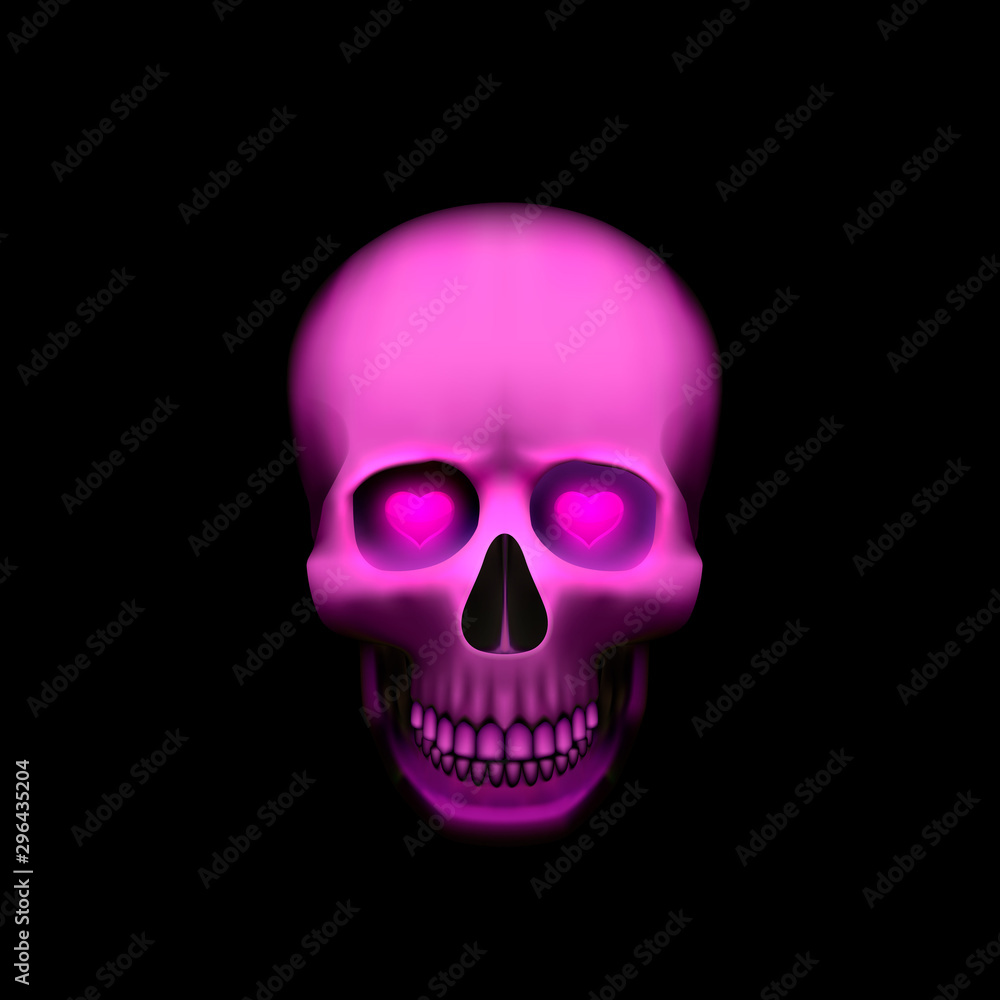 Human skull heart isolated on black, color object. Human skull heart isolated on black, color object.