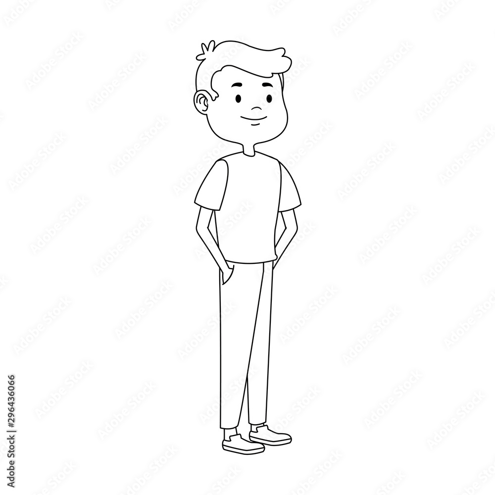 cartoon happy teen boy standing icon Stock Vector | Adobe Stock