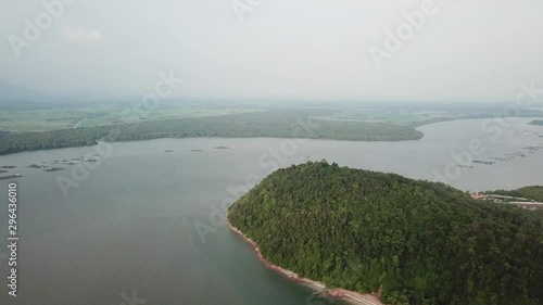 Aerial Panning Pantai Merdeka and Tanjung Dawai Town at Sungai Merbok. photo