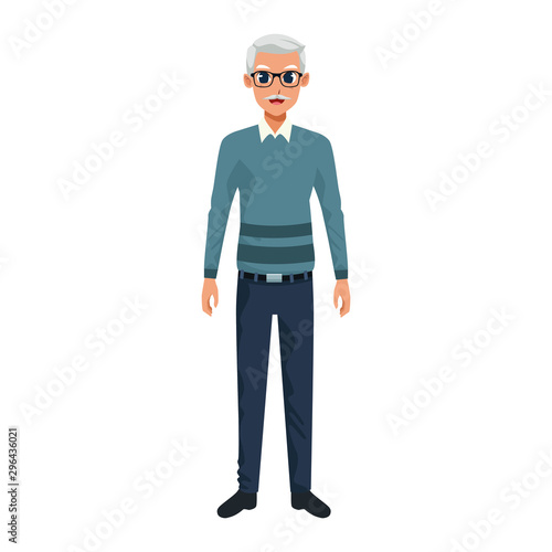 old man standing cartoon icon