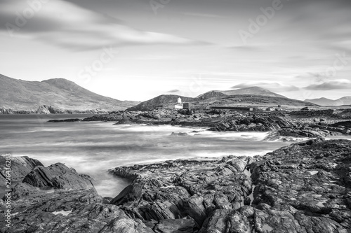 Beautiful view landscape seascape sunrise morning sunlight Valentia Island  Cromwell Point Lighthouse Portmagee Ring ok Kerry Ireland colors long exposure