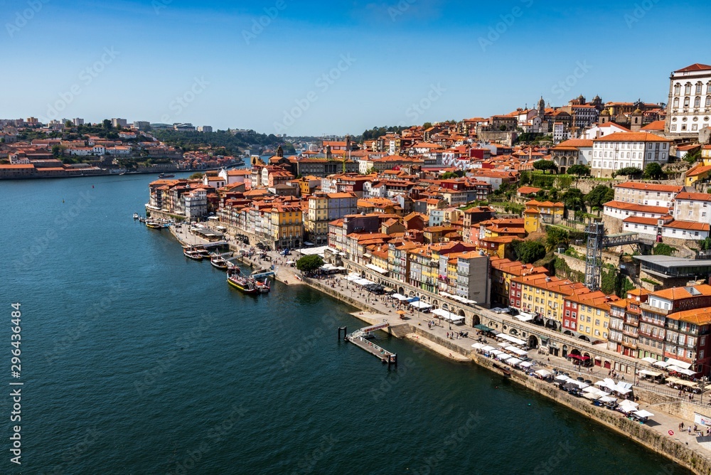 View of the Old Porto neighborhood of Ribeira from the Dom Luis bridge.