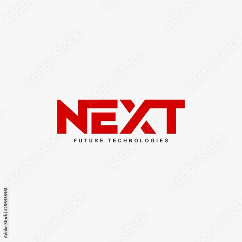 Letter NEXT logo design vector. Red type outline sign. Monogram letters vector icons.