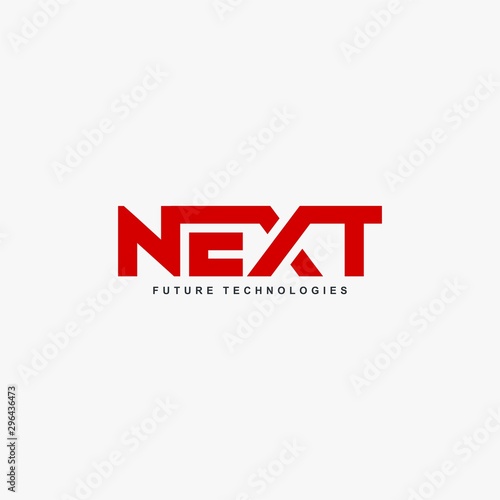 Letter NEXT logo design vector. Red type outline sign. Monogram letters vector icons.