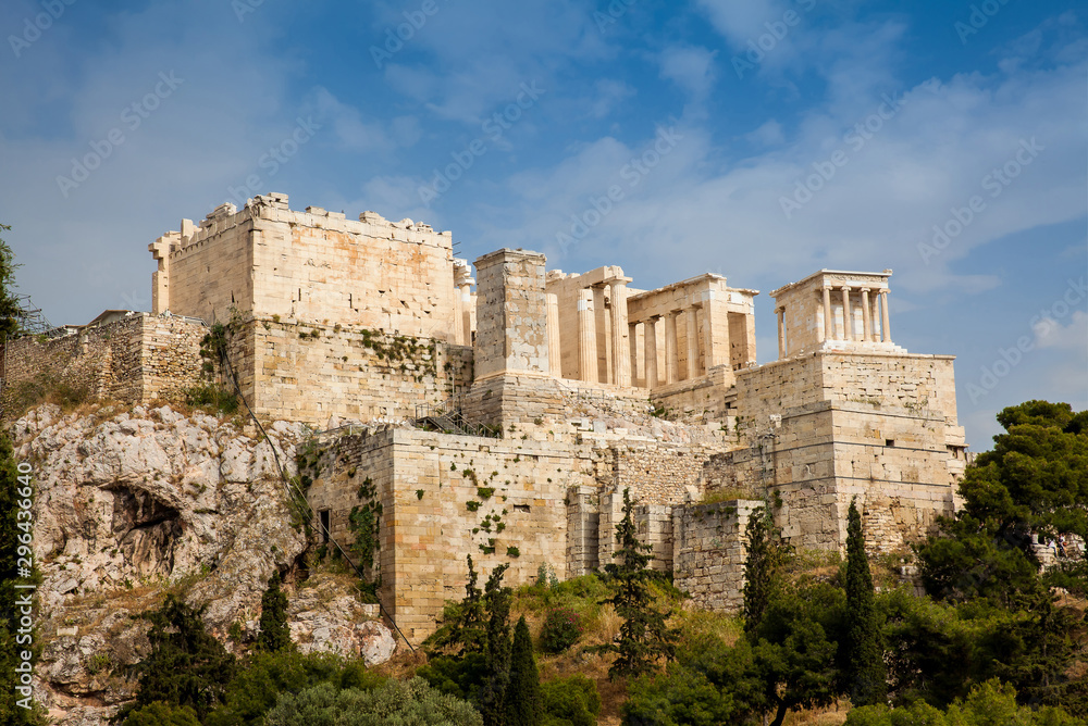 The Acropolis in a beautiful early spring day seen from the Areopagus Hill in Athens