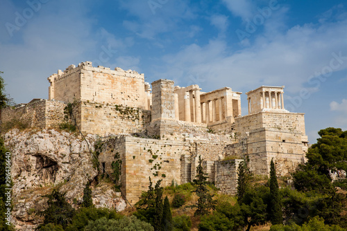 The Acropolis in a beautiful early spring day seen from the Areopagus Hill in Athens