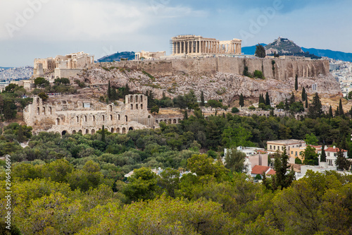 View of the Acropolis at Athens city in a beautiful early spring day