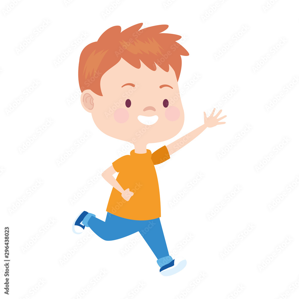 cartoon little boy playing, flat design