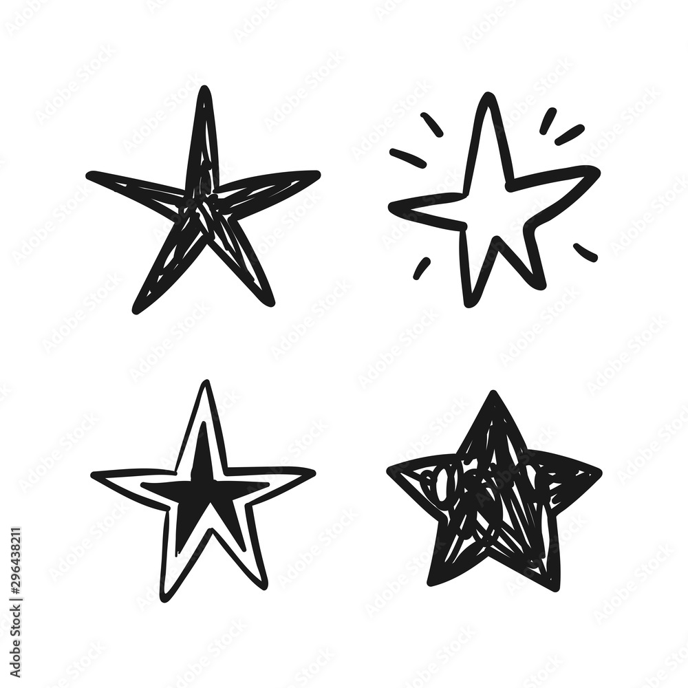 Obraz premium Hand drawn stars. Doodle collection.