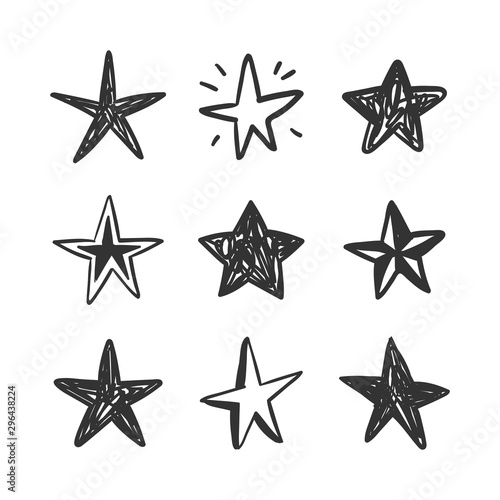 Hand drawn stars. Doodle collection.