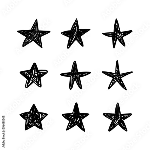 Hand drawn stars. Doodle collection.