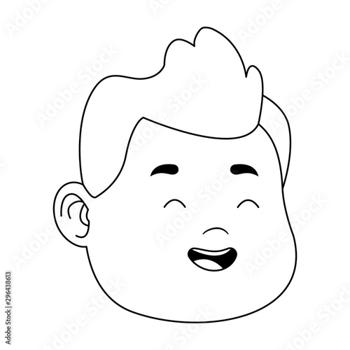 cartoon man laughing icon, flat design