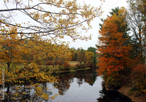 Ashuelot River on Winchester  New Hampshire in fall with great foliage