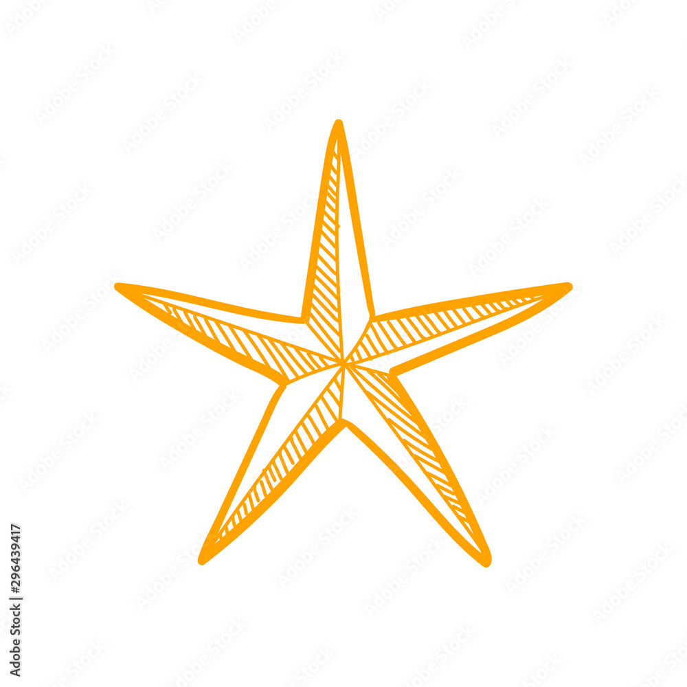 Hand drawn star. Doodle illustration.