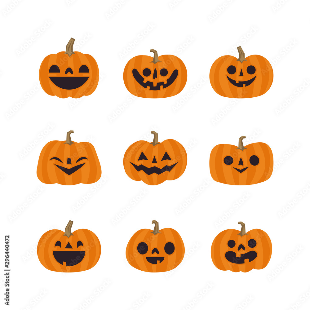 Cute pumpkin illustrations set. Happy cute characters for Halloween. Cute pumpkin illustrations set. Happy cute characters for Halloween.