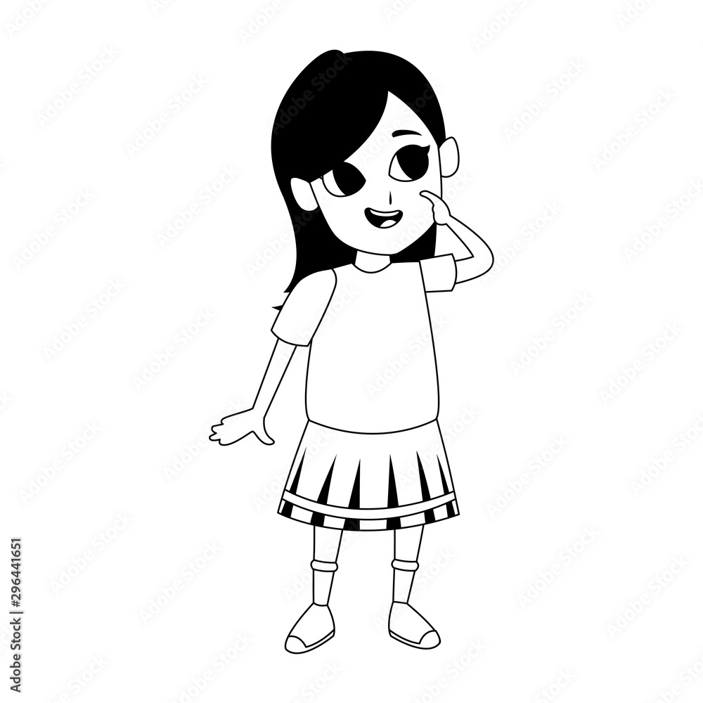 cartoon little girl standing icon, flat design cartoon little girl standing icon, flat design