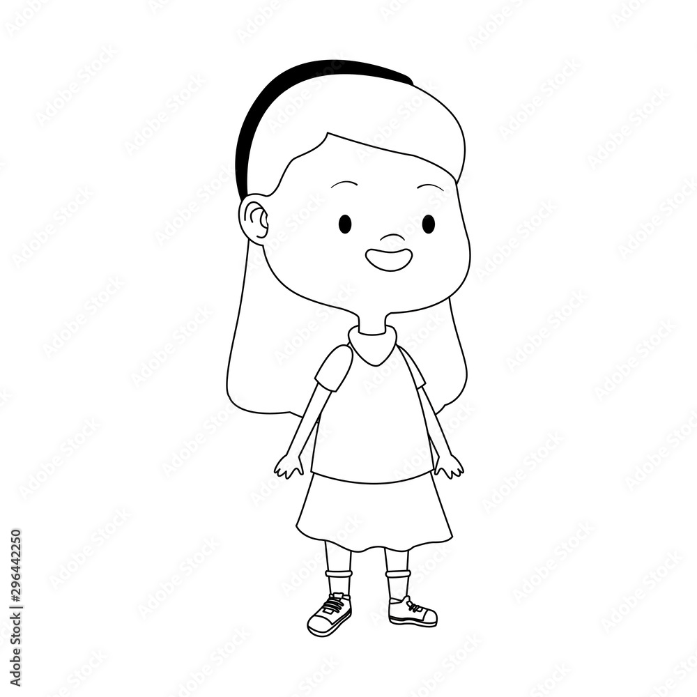 cartoon girl standing icon, flat design cartoon girl standing icon, flat design