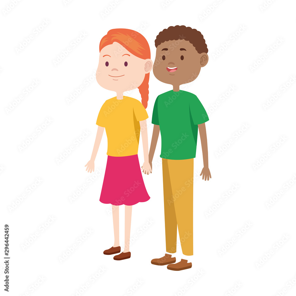 Happy teenage couple icon, colorful design