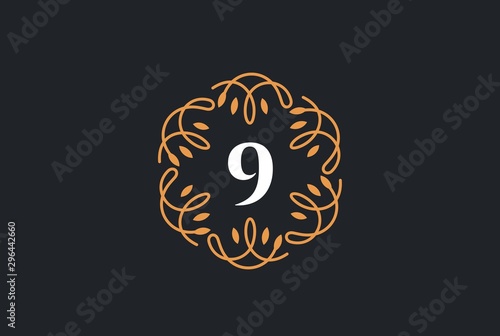 Luxury black gold logo design template vector illustration with number