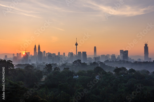 majestic sunrise over kuala lumpur, malaysia city skyline