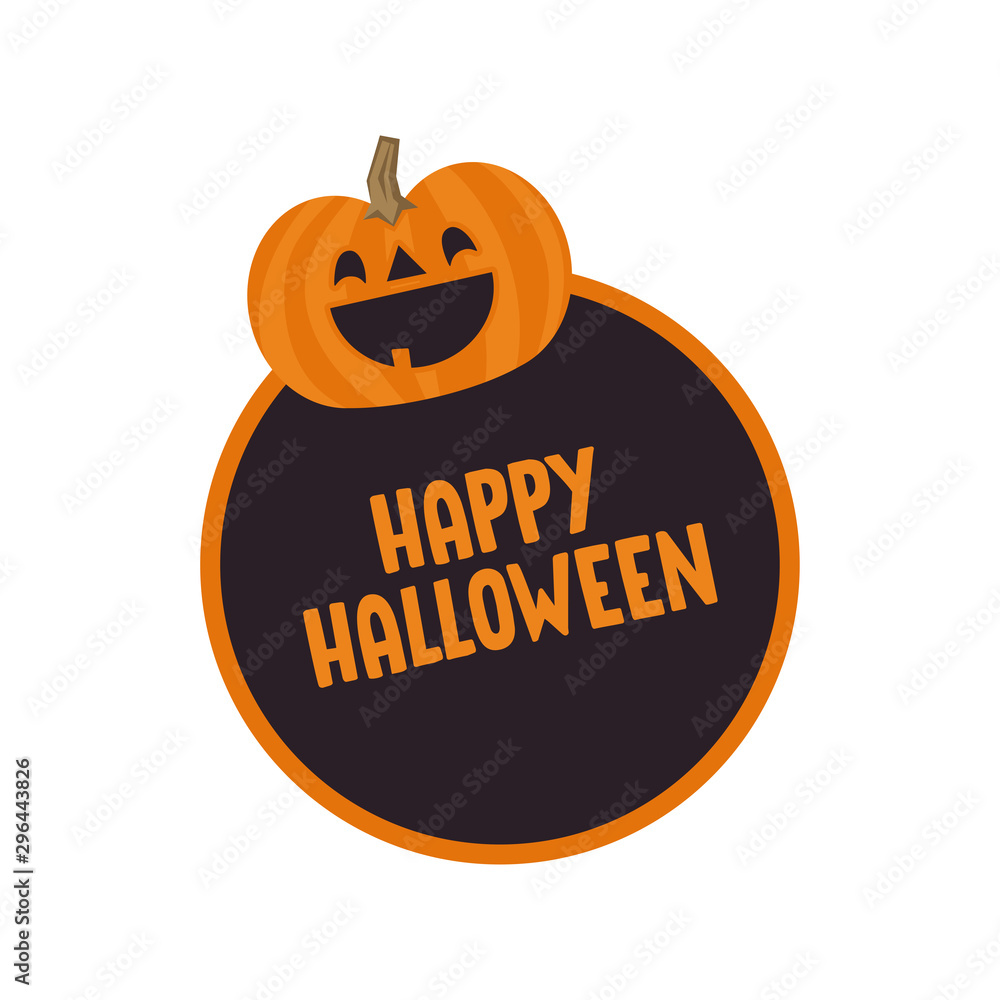 Happy Halloween sticker with cute pumpkin. Happy Halloween sticker with cute pumpkin.