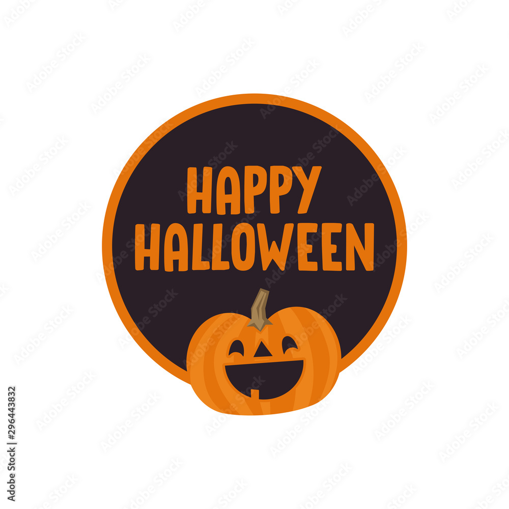 Happy Halloween sticker with cute pumpkin. Happy Halloween sticker with cute pumpkin.