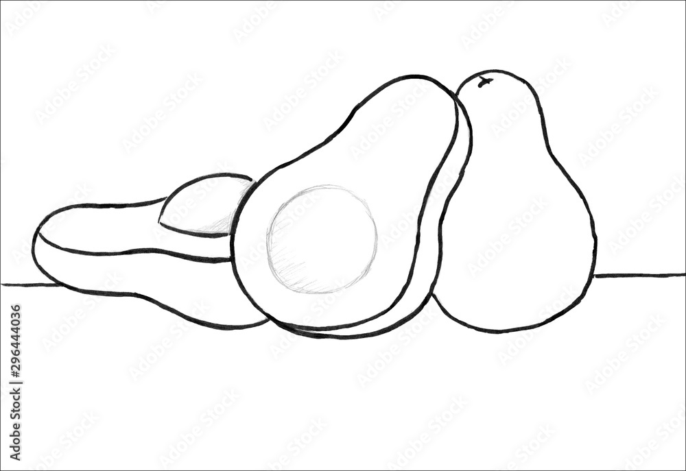 Coloring pages avocado Stock Illustration | Adobe Stock