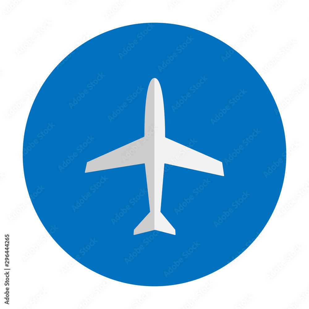 Plane vector icon. Airport button symbol. Flight and travel.