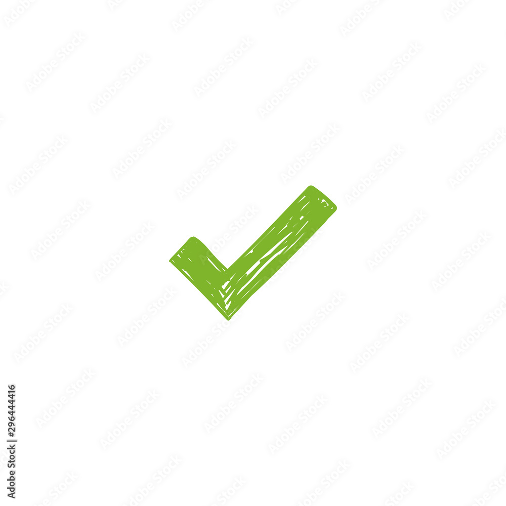 Green tick. Doodle checkmark vector. Hand drawn icon. Green tick. Doodle checkmark vector. Hand drawn icon.