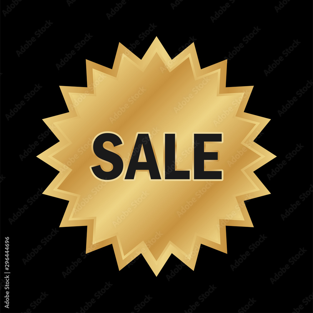 Golden SALE badge label. Vector gold rosette. Golden SALE badge label. Vector gold rosette.